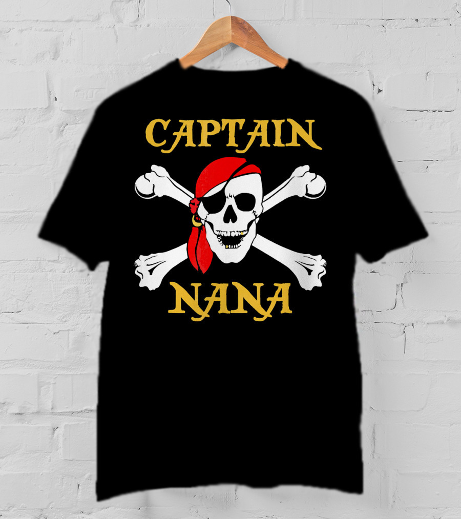 Captain Nana Pirate Skull With Red Bandana T-Shirt