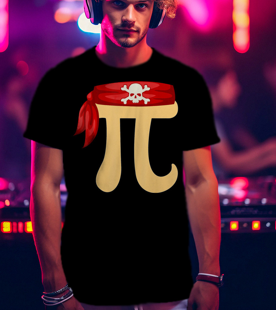 Pirate Pi Skull Crossbones Halloween Costume Math Pie T-Shirt