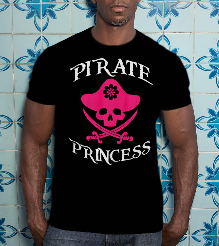 Pirate Princess Pink Skull And Crossed Swords T-Shirt