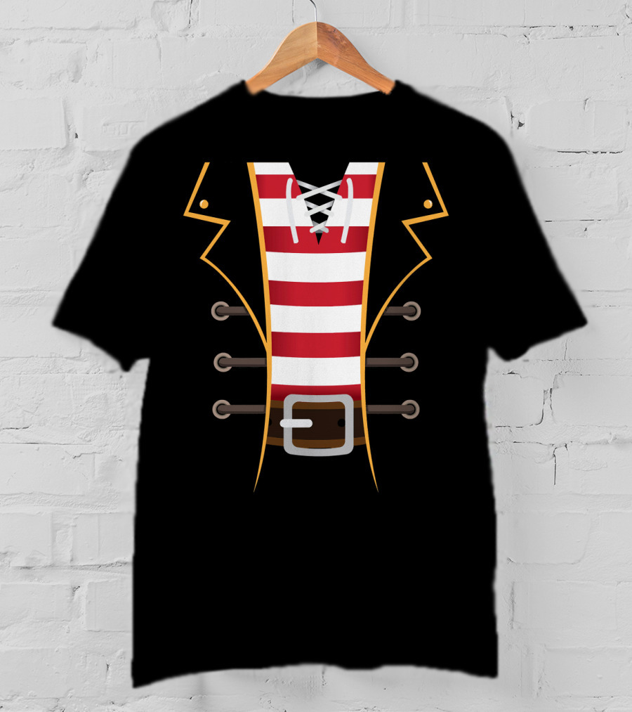 Pirate Buccaneer Novelty Diy Costume Striped Shirt Belt T-Shirt