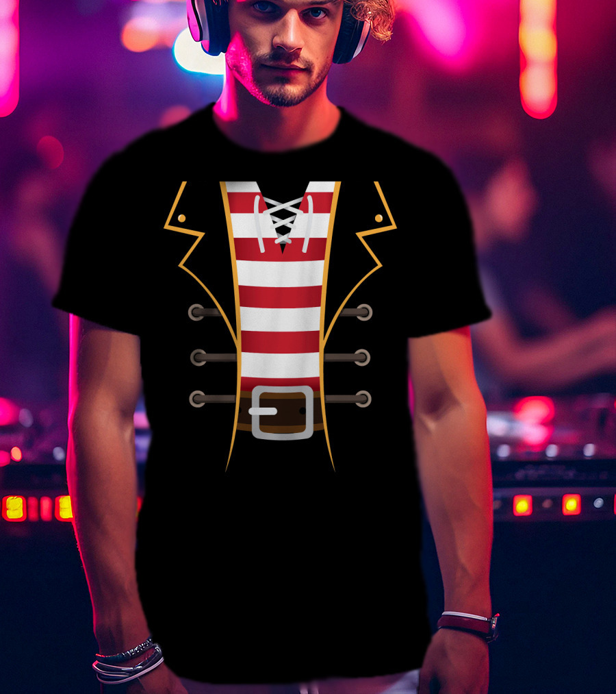 Pirate Buccaneer Novelty Diy Costume Striped Shirt Belt T-Shirt