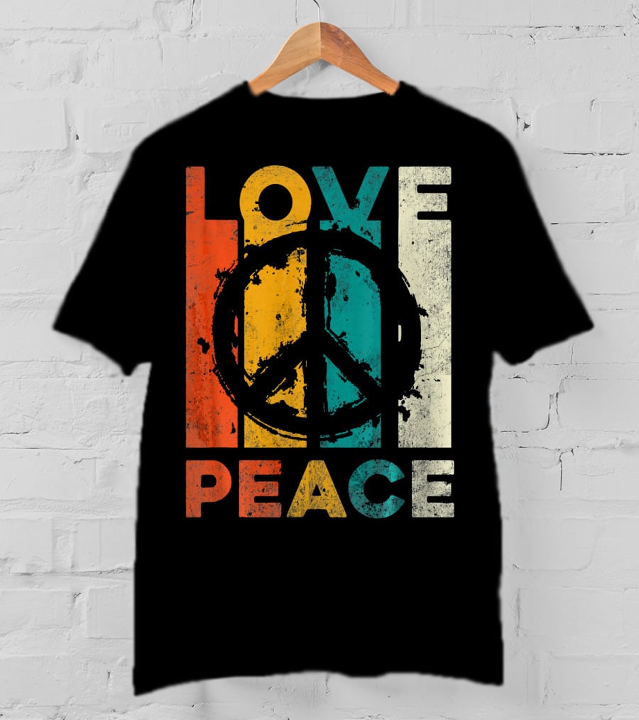 Love Peace Retro 60s 70s Vibe With Tie Dye Peace Sign T-Shirt