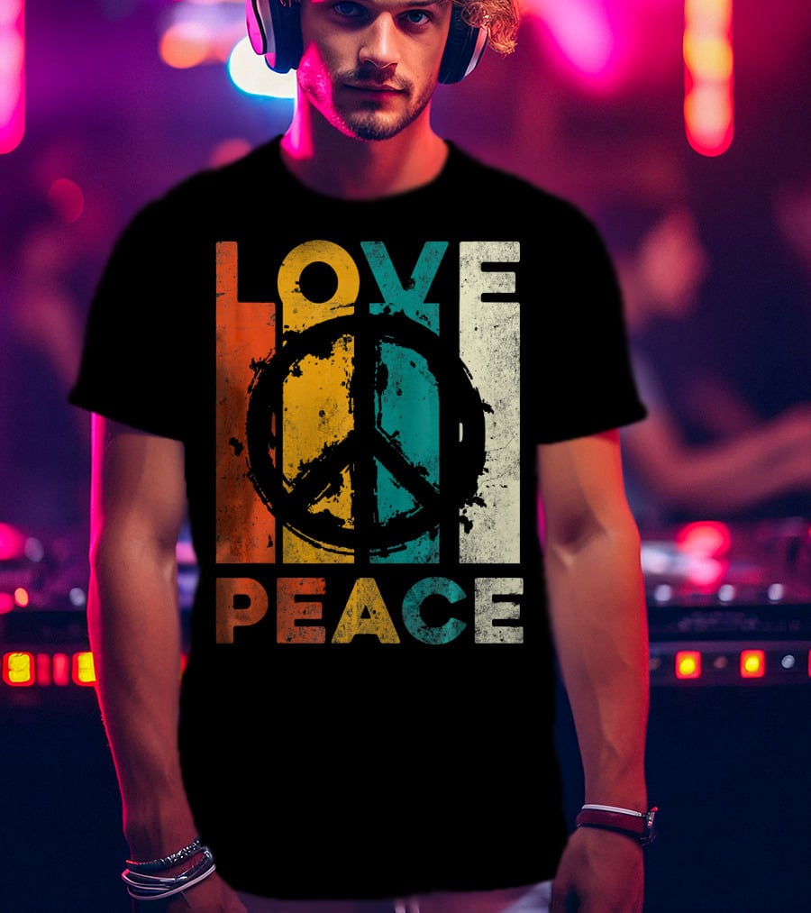 Love Peace Retro 60s 70s Vibe With Tie Dye Peace Sign T-Shirt