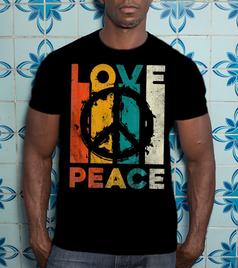 Love Peace Retro 60s 70s Vibe With Tie Dye Peace Sign T-Shirt