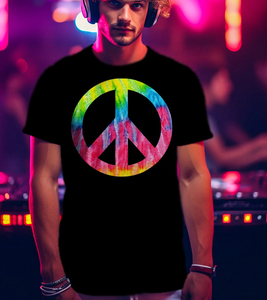 Tie Dye Peace Sign Hippie 60s 70s Halloween Costume T-Shirt