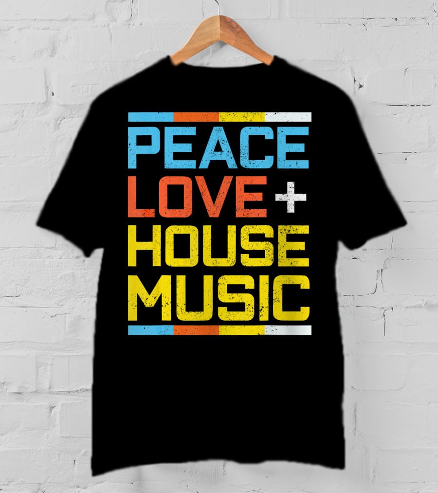 Peace Love House Music Vintage Retro T-Shirt