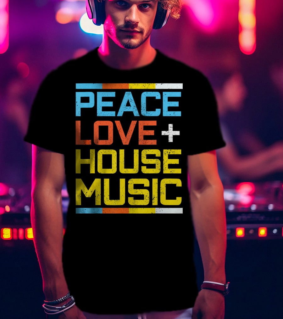 Peace Love House Music Vintage Retro T-Shirt