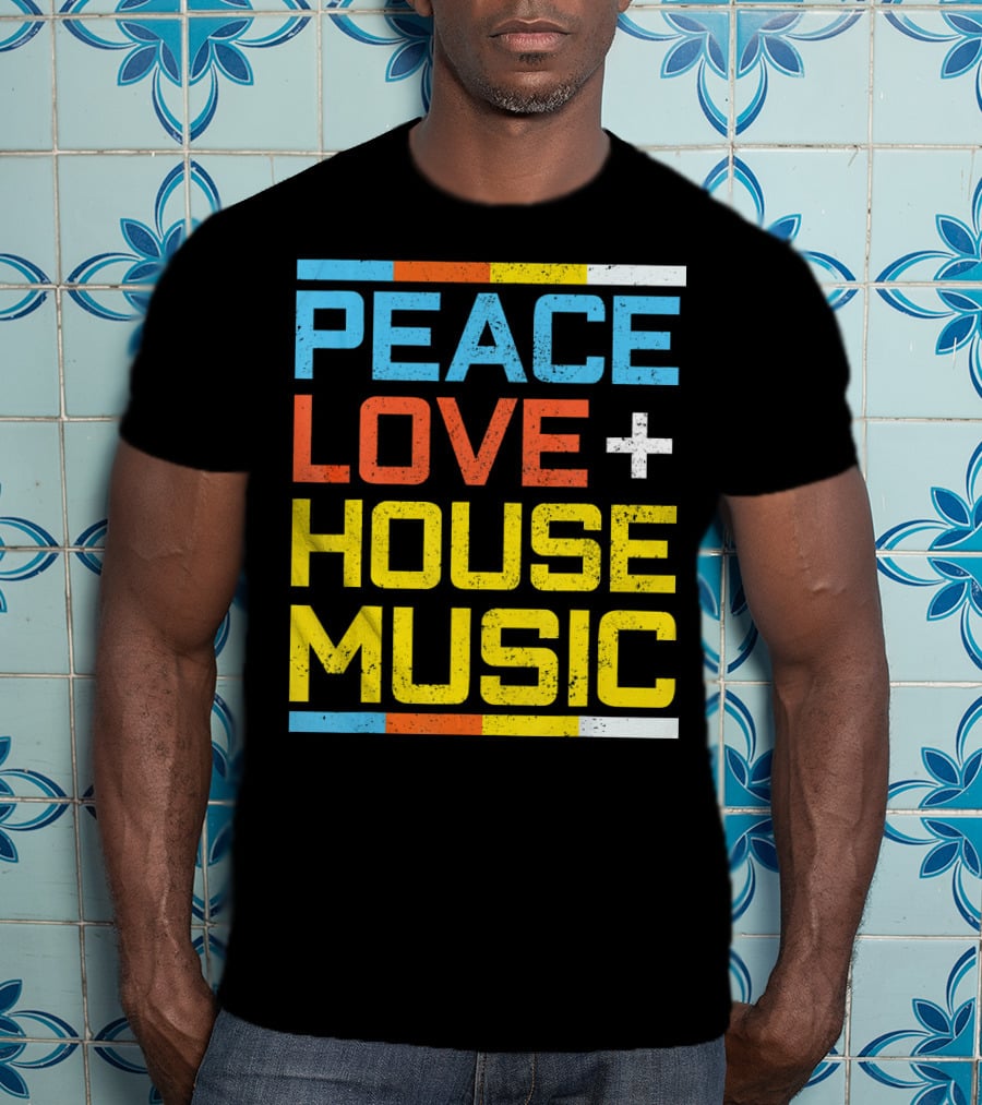 Peace Love House Music Vintage Retro T-Shirt