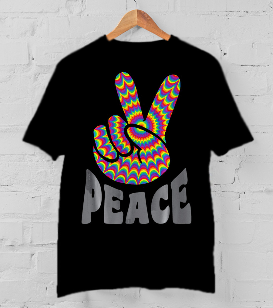 Peace Sign V Hand Groovy Tie Dye T-Shirt