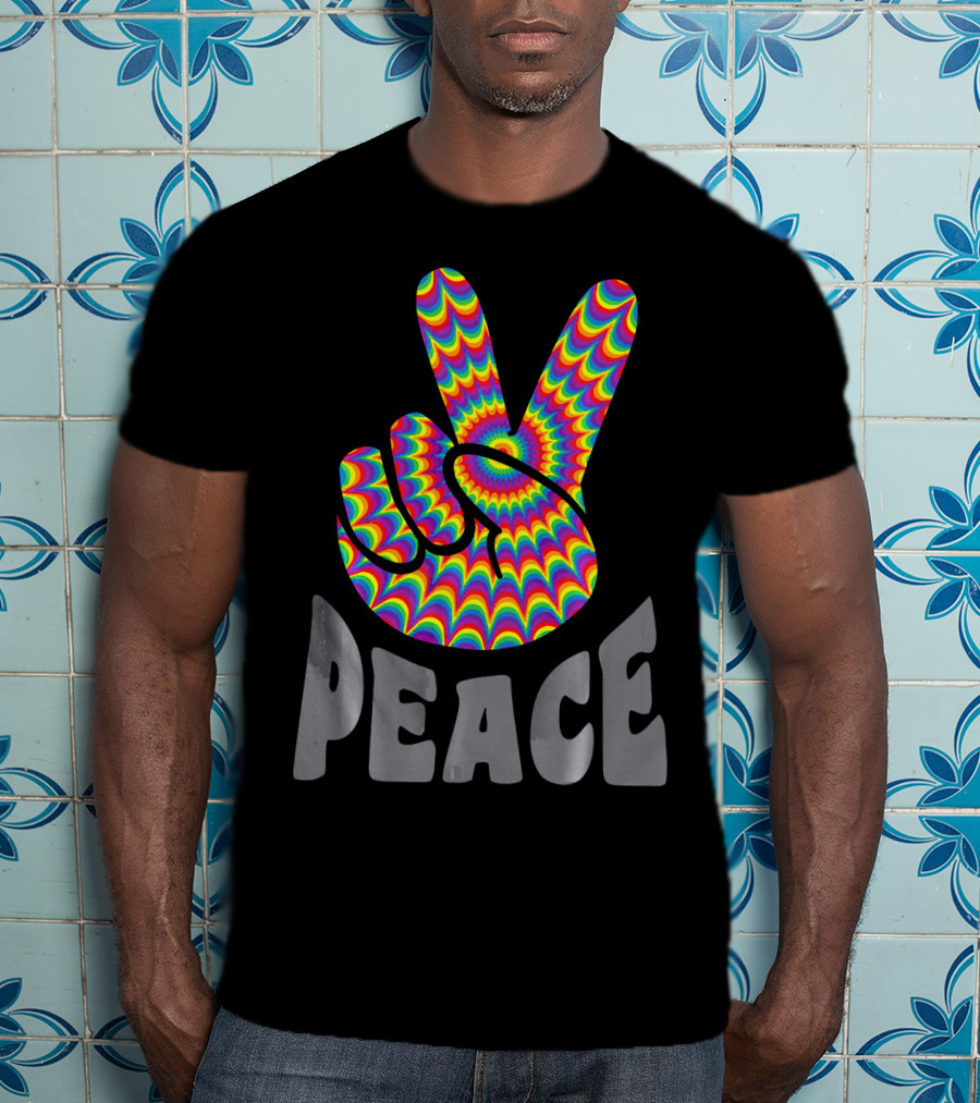 Peace Sign V Hand Groovy Tie Dye T-Shirt
