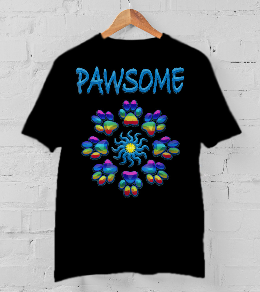 Pawsome Tye Dye Peace Paws Mandala T-Shirt