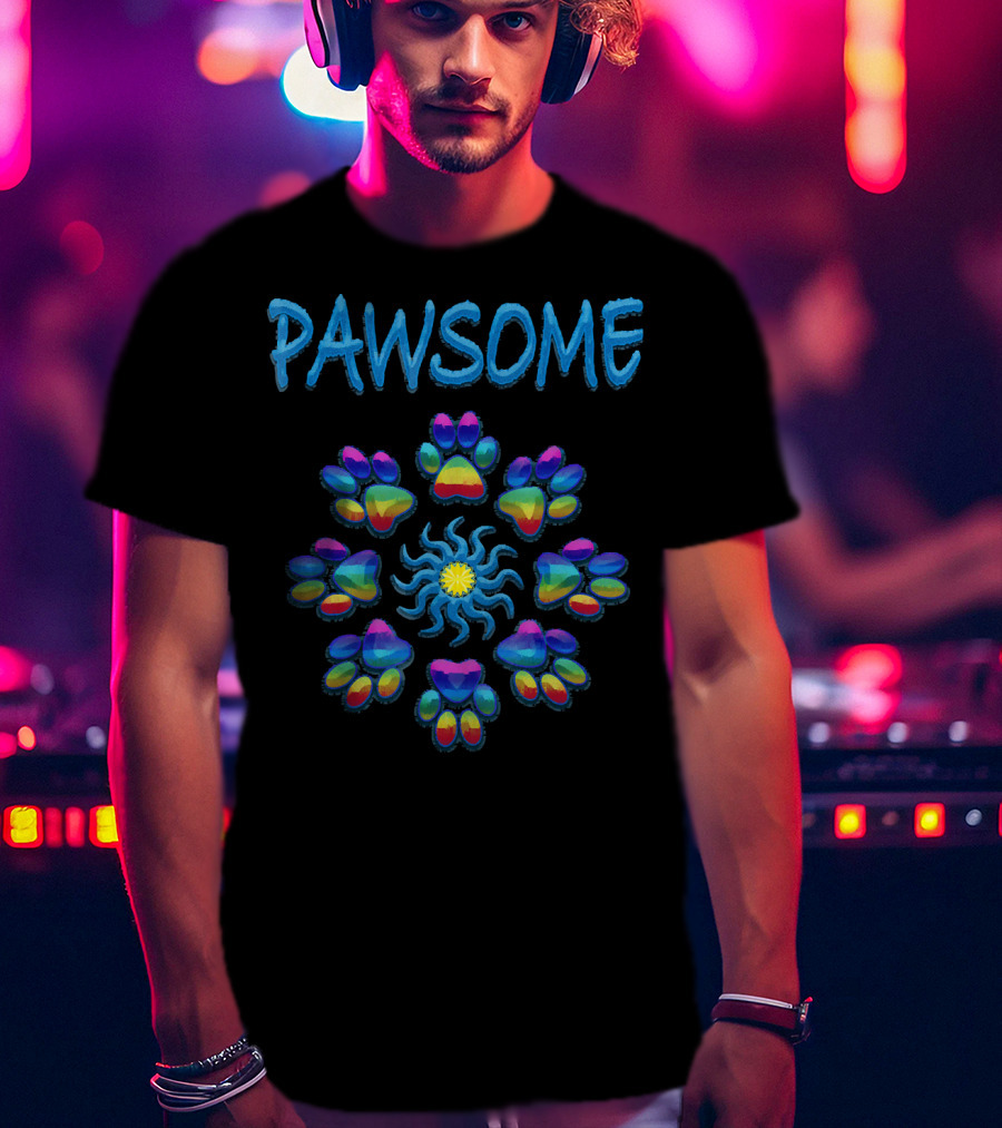 Pawsome Tye Dye Peace Paws Mandala T-Shirt