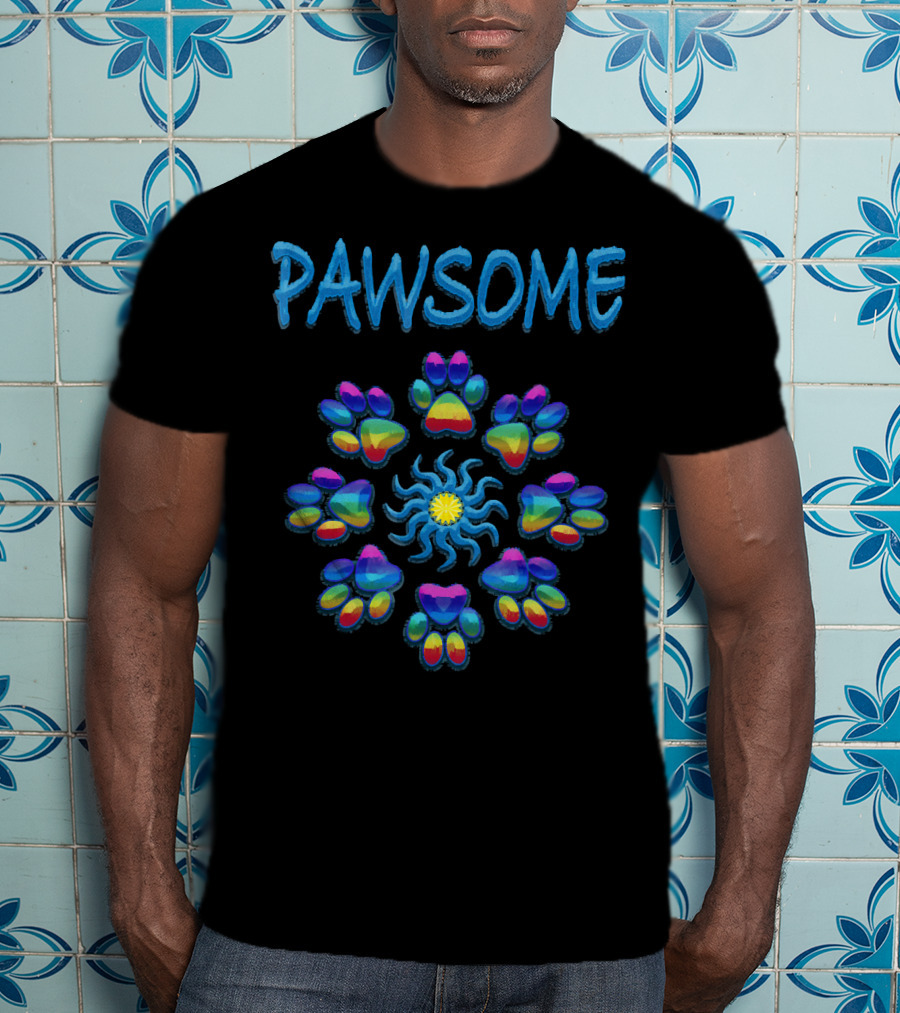 Pawsome Tye Dye Peace Paws Mandala T-Shirt