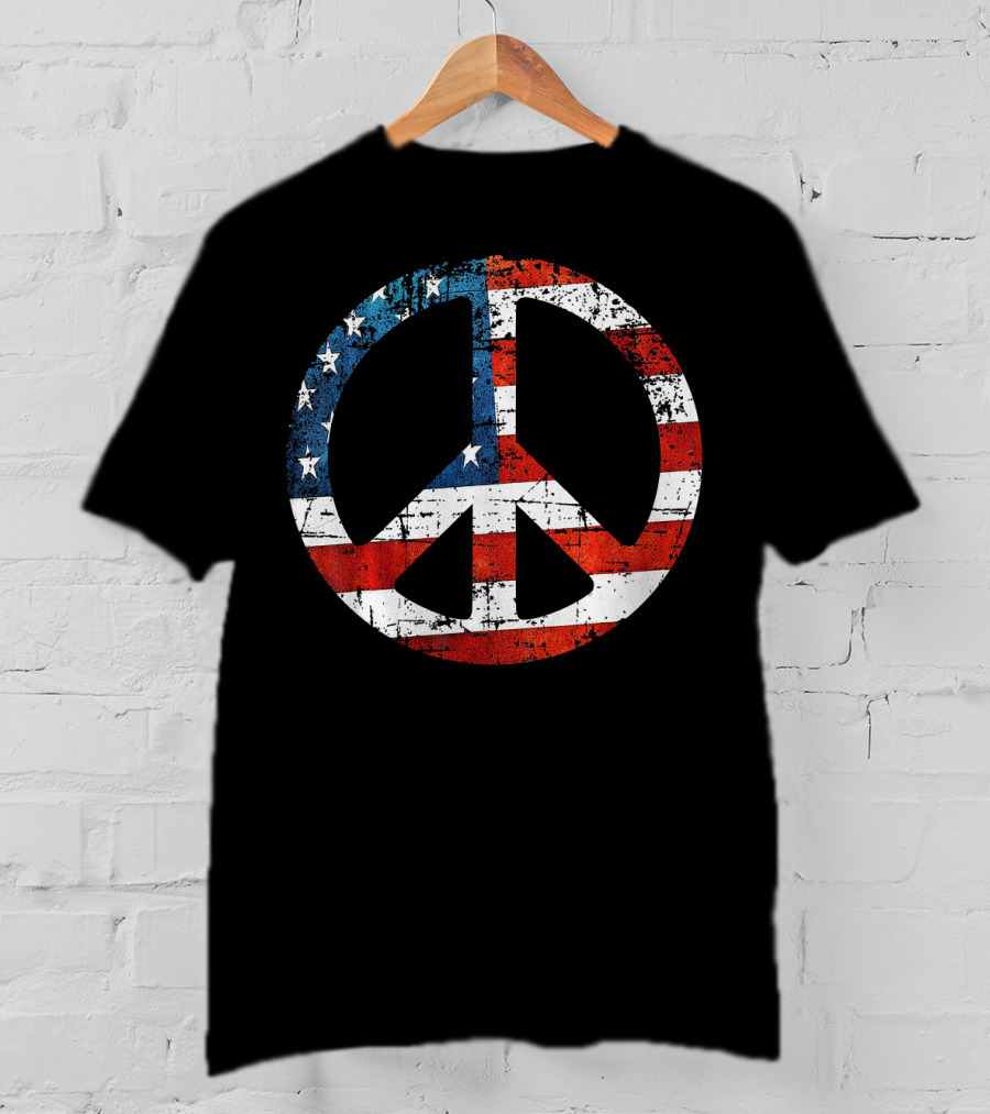 Peace Sign American Flag USA Peac T-Shirt