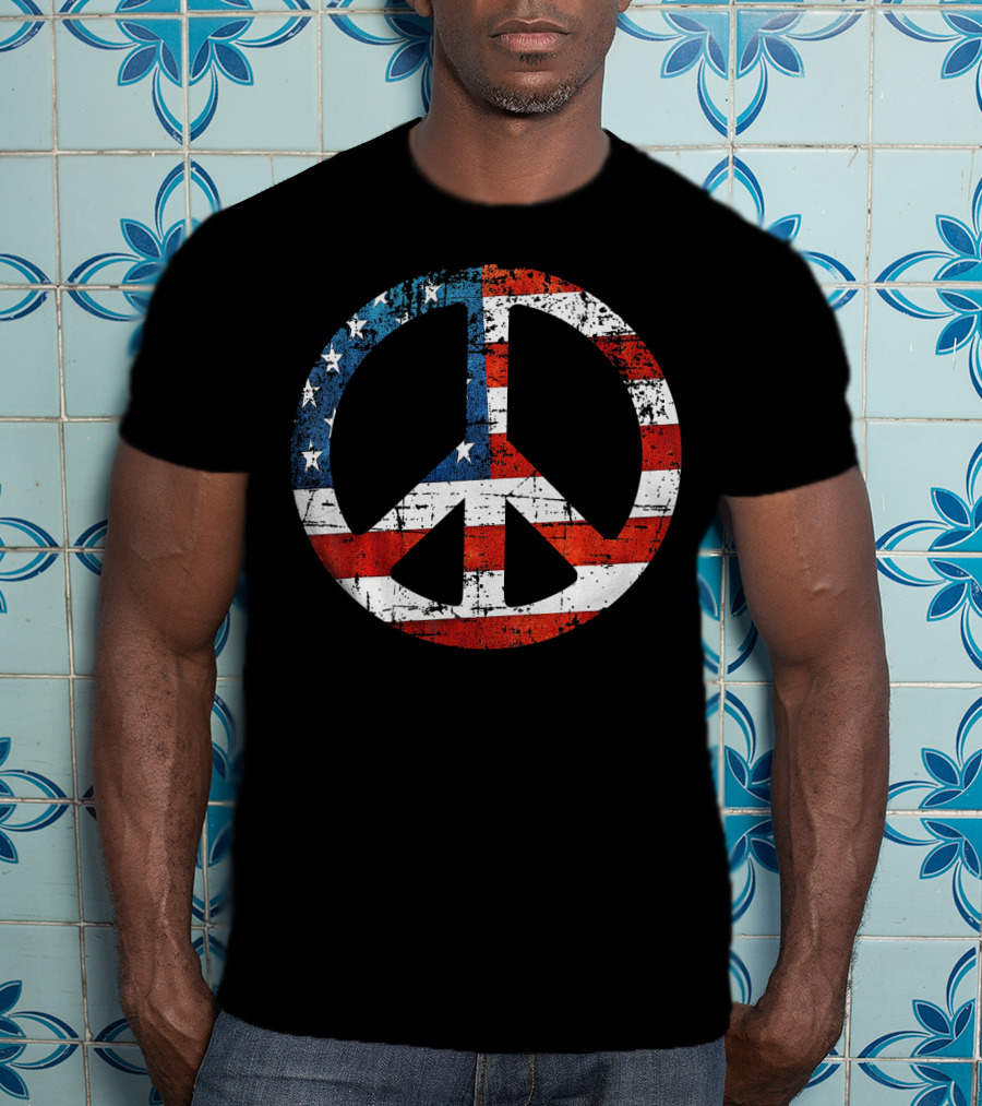 Peace Sign American Flag USA Peac T-Shirt
