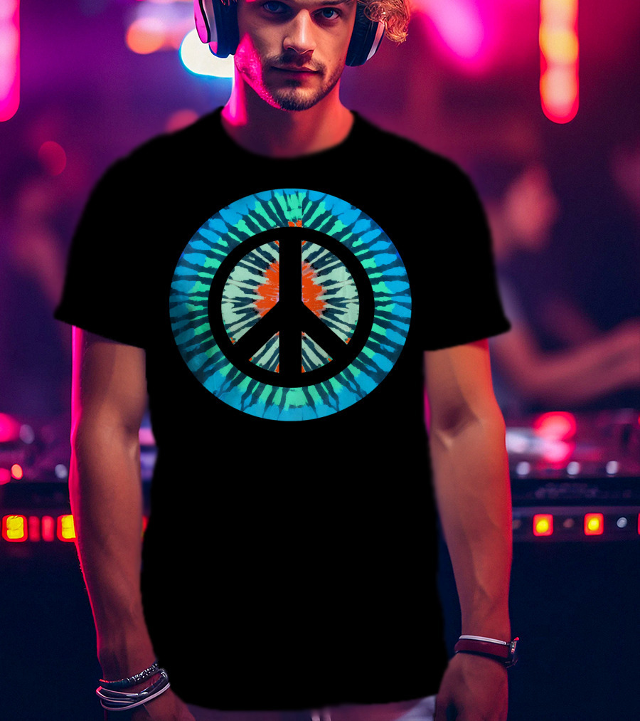 Tie Dye Peace Sign Colorful Retro Psychedelic 60s T-Shirt