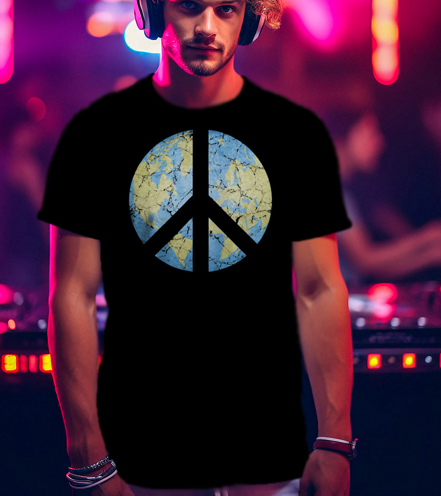 Vintage Earth Peace Symbol World Peace T-Shirt