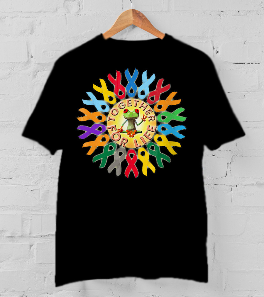 Together For Life Peace Frogs Ribbon Frogs T-Shirt
