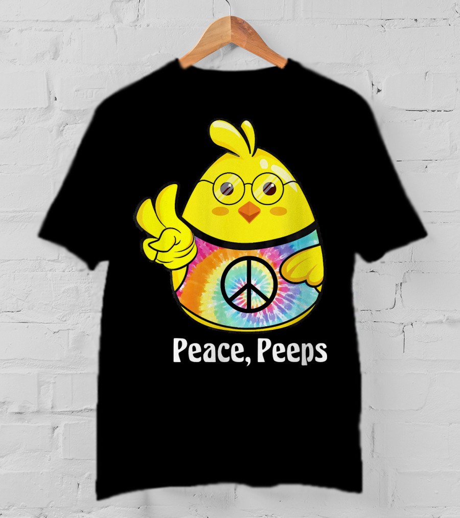 Peace Peeps Easter Tie Dye Chick With Glasses And Peace Sign T-Shirt