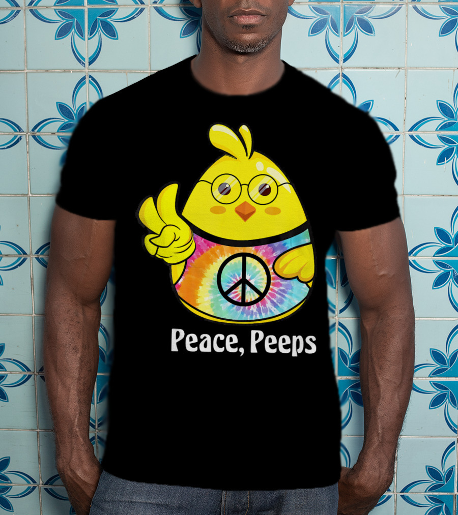 Peace Peeps Easter Tie Dye Chick With Glasses And Peace Sign T-Shirt