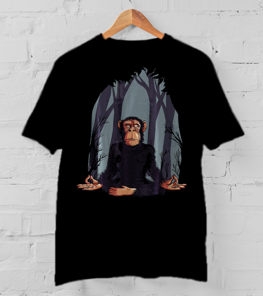 Zen Meditation Monkey In Forest Peace T-Shirt