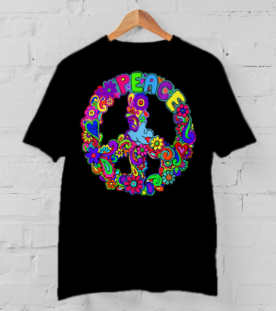 Diva Duds Colorful Floral Peace Sign T-Shirt