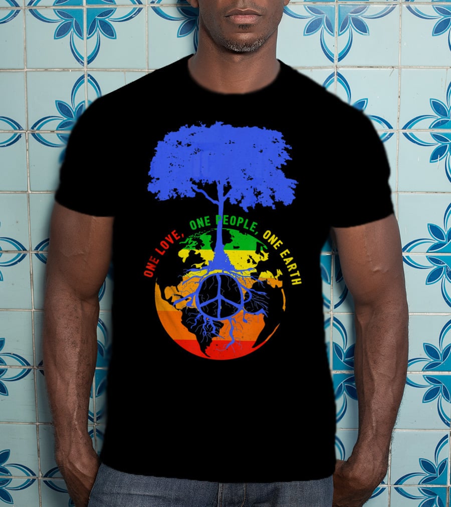 One Love One People One Earth Peace Tree Earth Day T-Shirt