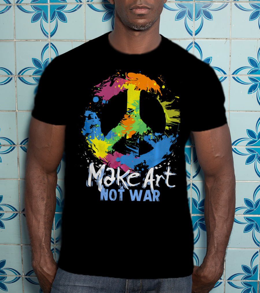 Make Art Not War Peace Symbol Colorful Splatter T-Shirt