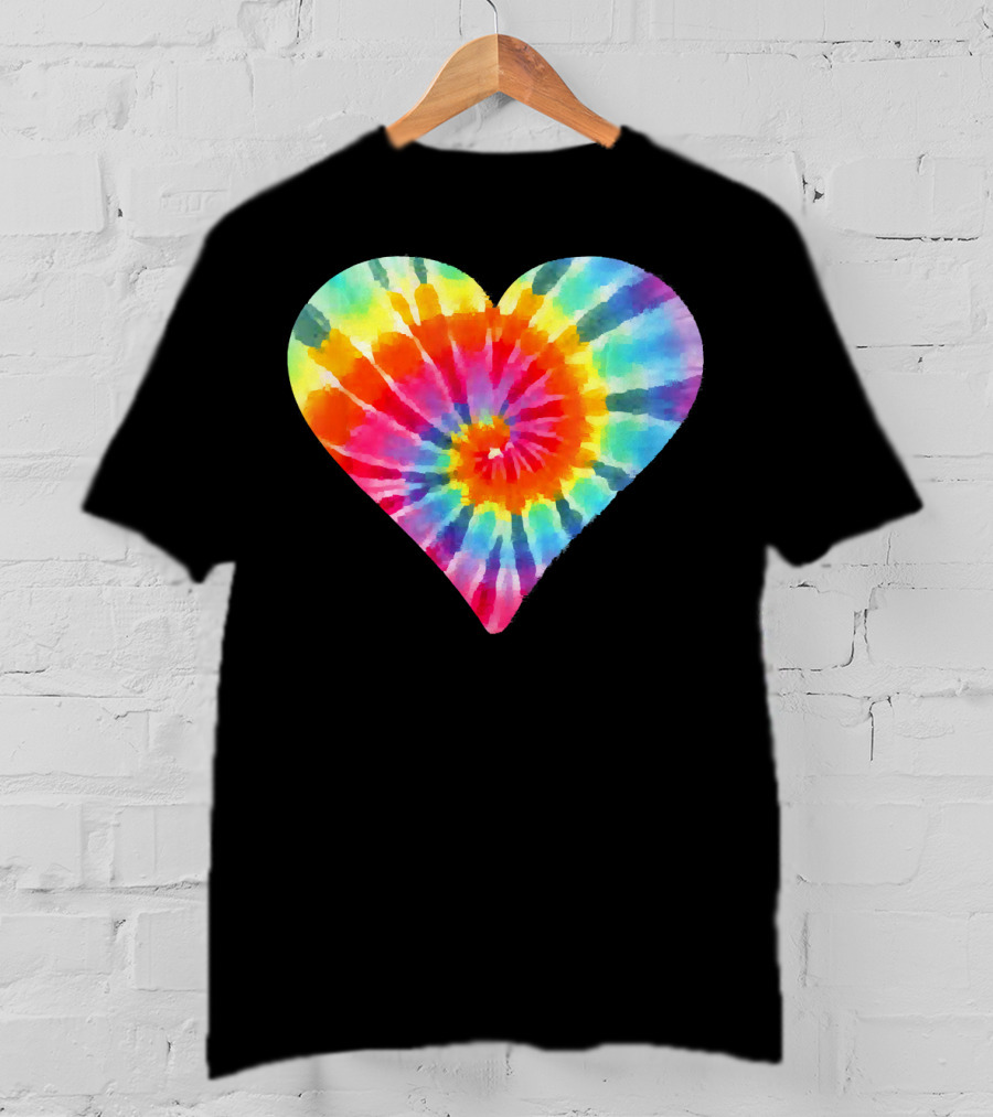 Tie Dye Hippie Heart Peace Spiral Rainbow Heart T-Shirt