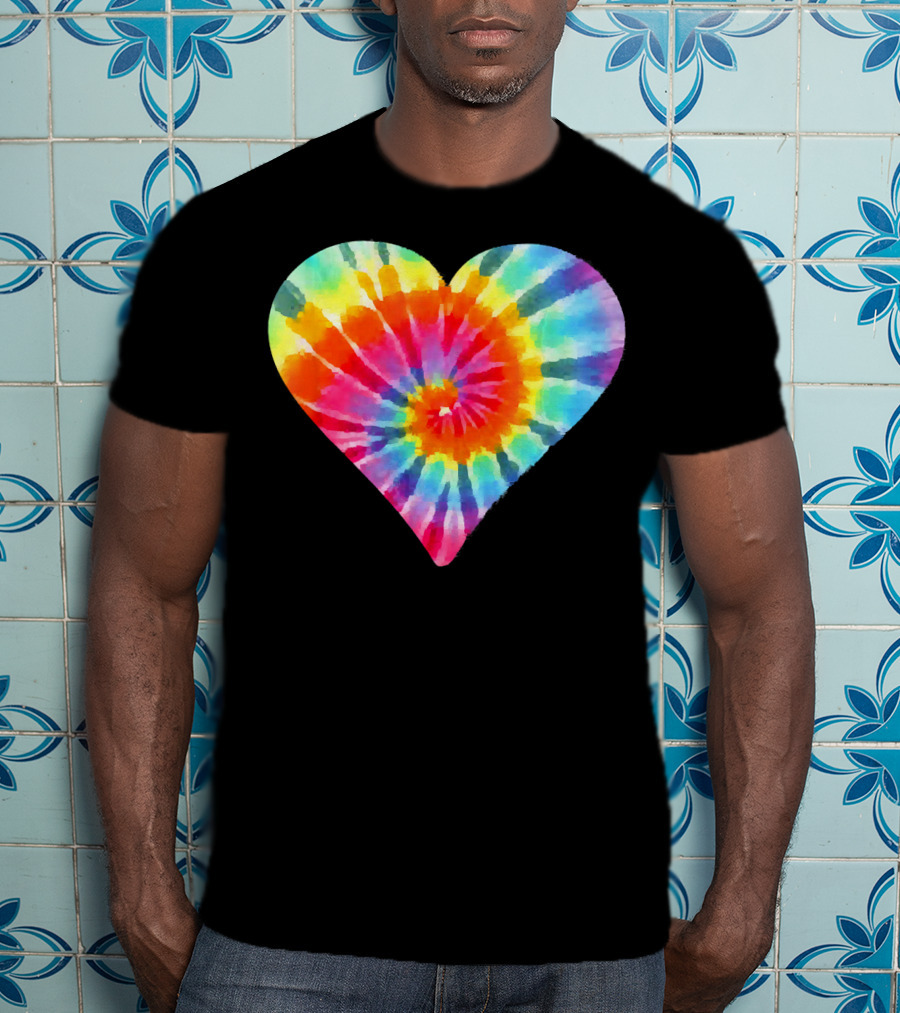 Tie Dye Hippie Heart Peace Spiral Rainbow Heart T-Shirt