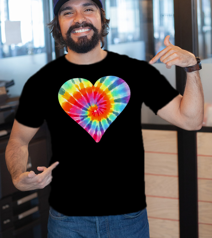 Tie Dye Hippie Heart Peace Spiral Rainbow Heart T-Shirt