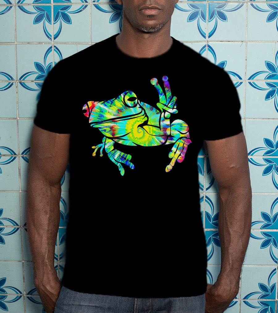 Cool Tie Dye Peace Frog Psychedelic Vibes T-Shirt