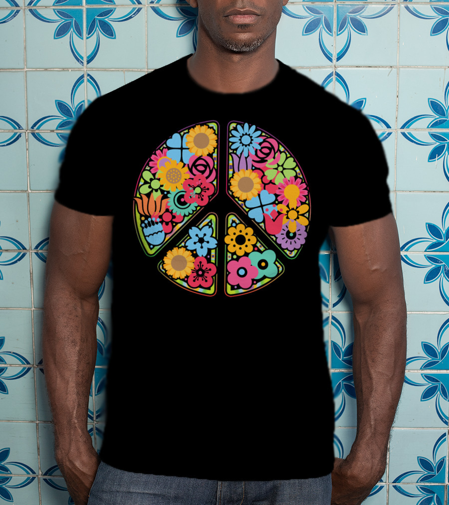 Flower Peace Love Imagine Floral T-Shirt