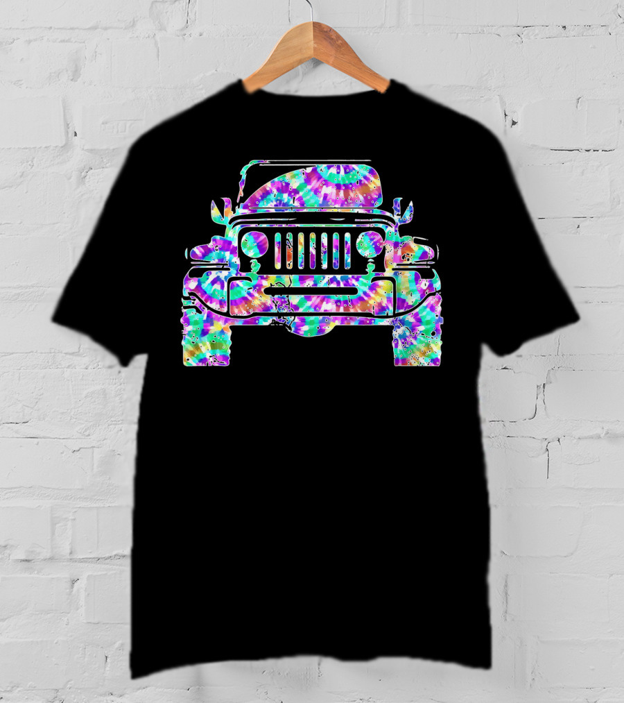 Tie Dye Jeeps Hippie Peace Retro Off-Road Adventure T-Shirt