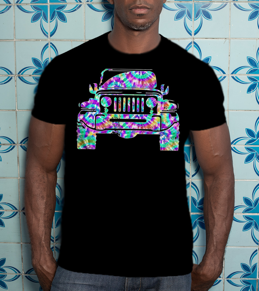 Tie Dye Jeeps Hippie Peace Retro Off-Road Adventure T-Shirt