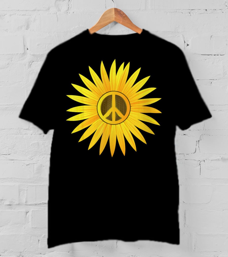 Peace Love Sunflower Cute Sun Hel Sunflower Peace T-Shirt