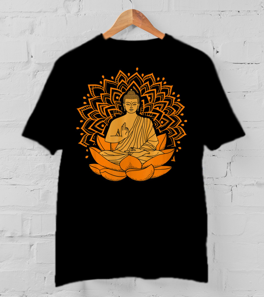 Inner Peace Buddha On Lotus Mandala Relax And Let It Go T-Shirt