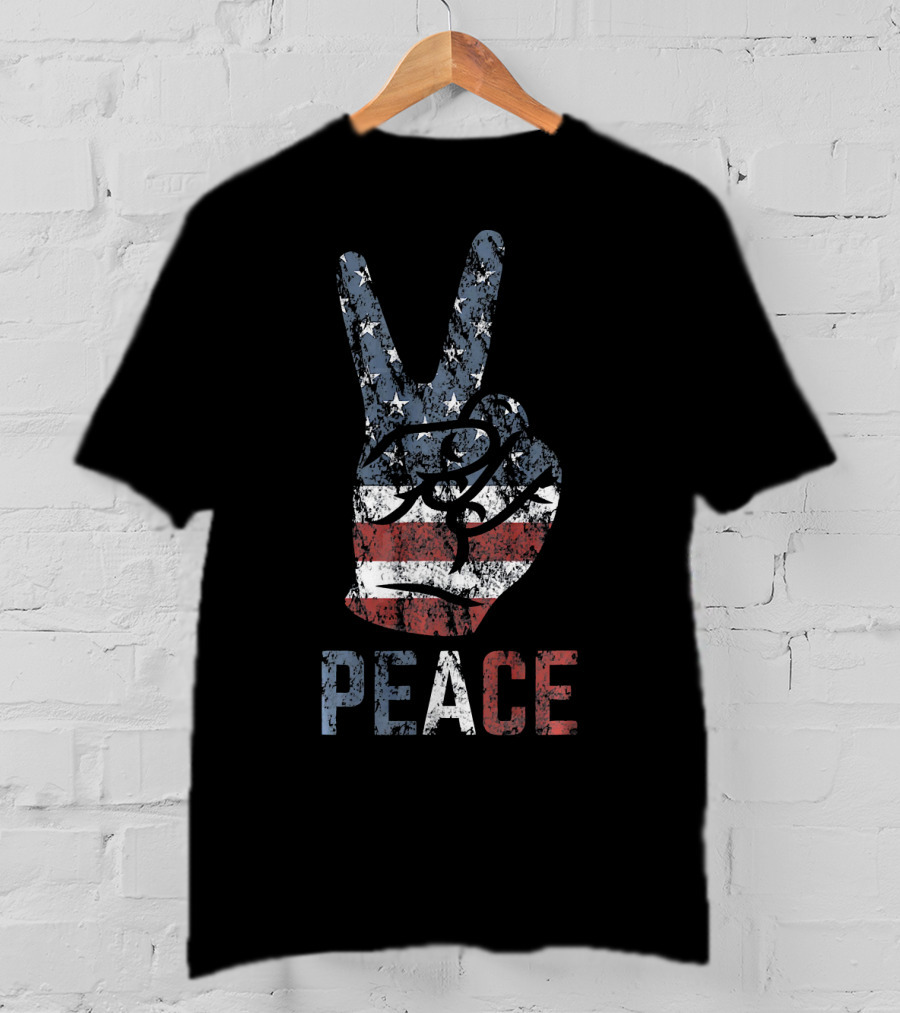 American Flag Peace Sign USA T-Shirt