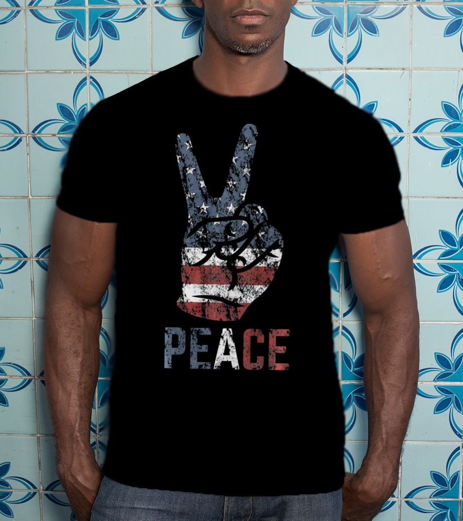American Flag Peace Sign USA T-Shirt