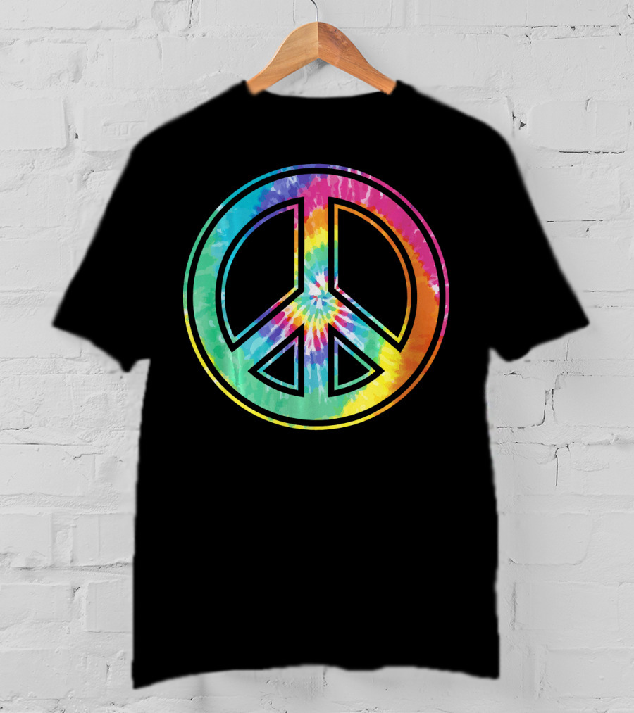 Tie Dye Peace Sign Rainbow Colors T-Shirt