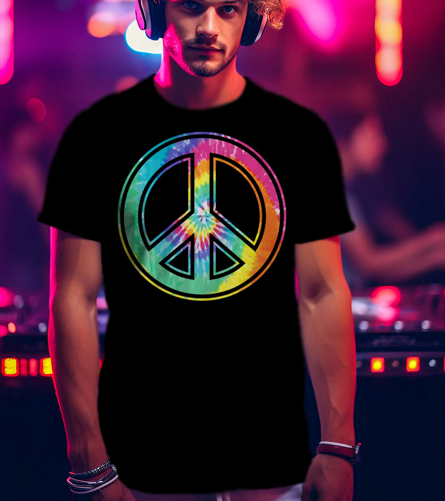 Tie Dye Peace Sign Rainbow Colors T-Shirt