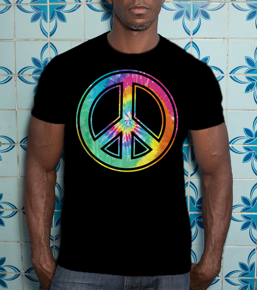 Tie Dye Peace Sign Rainbow Colors T-Shirt