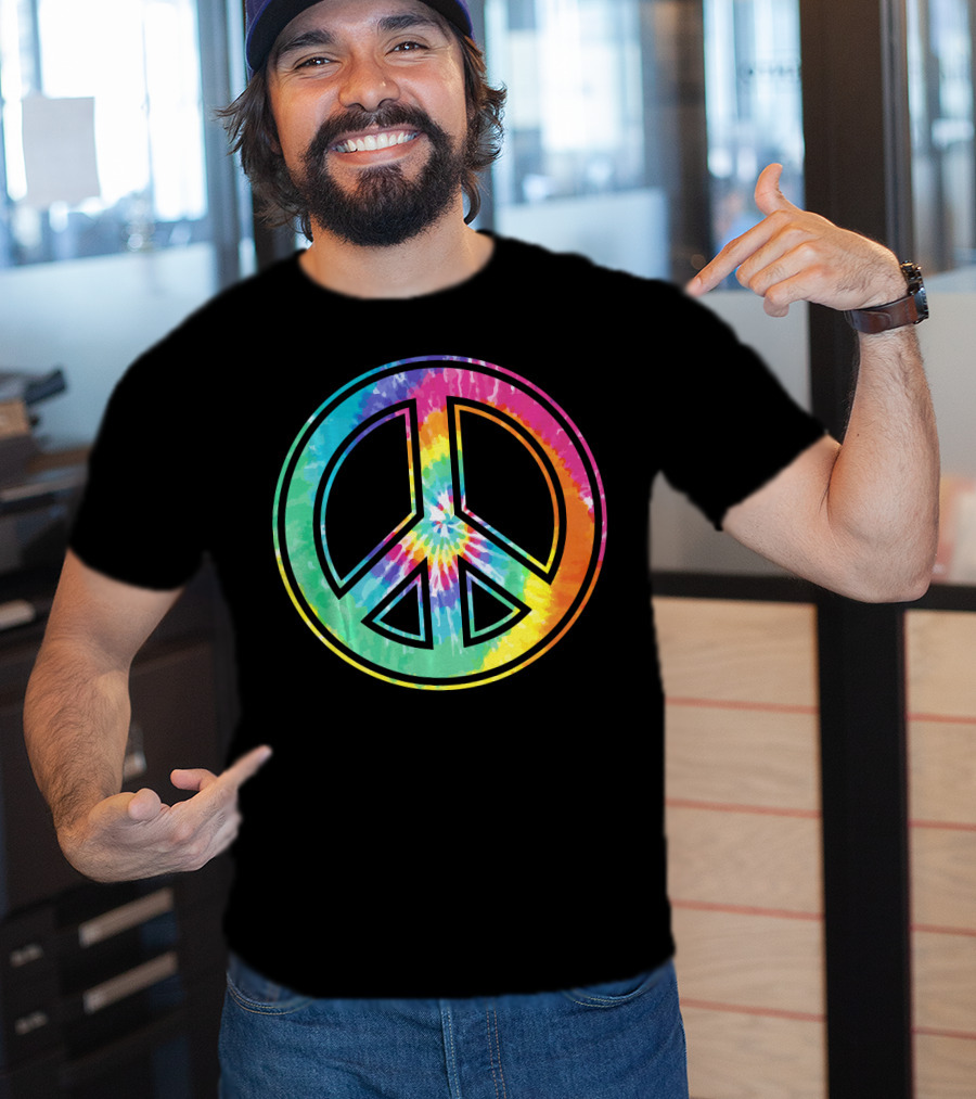 Tie Dye Peace Sign Rainbow Colors T-Shirt