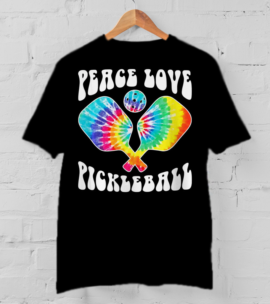 Peace Love Pickleball Vintage Tie Dye Paddles T-Shirt