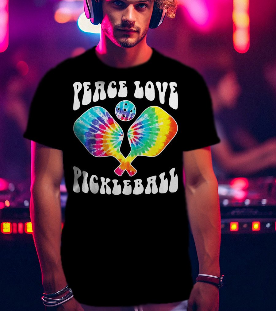 Peace Love Pickleball Vintage Tie Dye Paddles T-Shirt