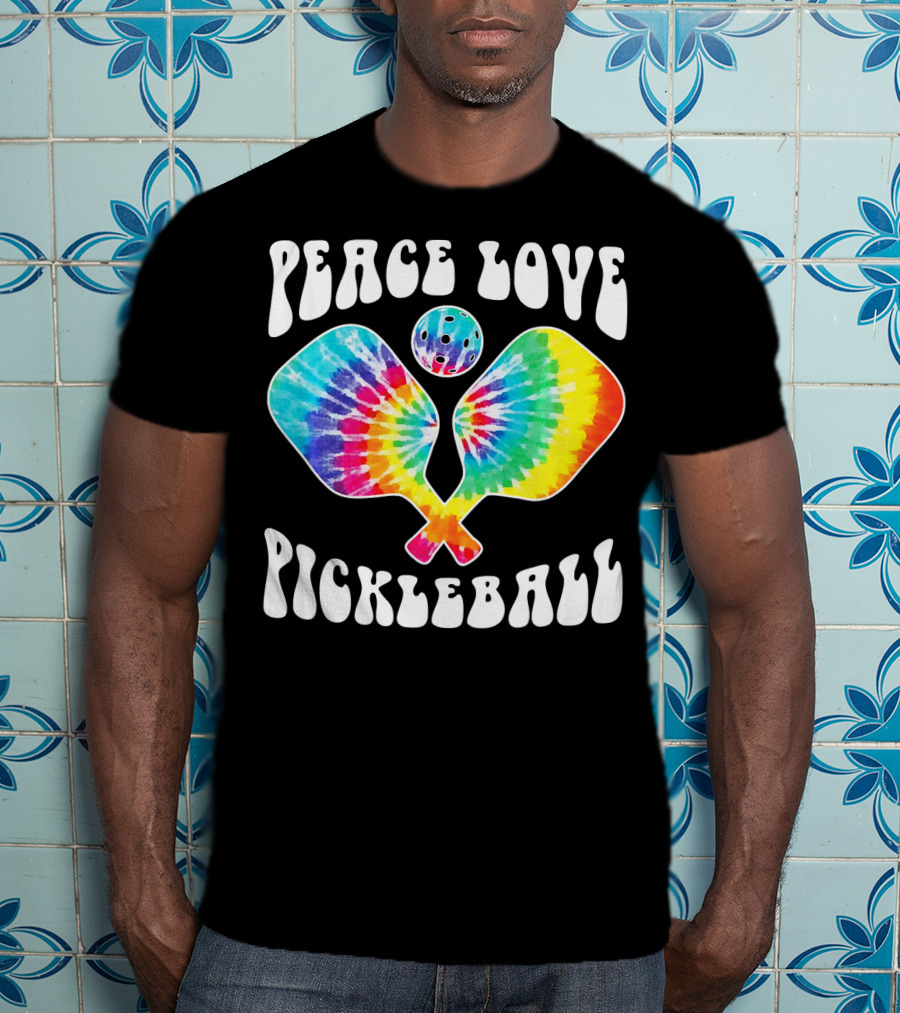 Peace Love Pickleball Vintage Tie Dye Paddles T-Shirt