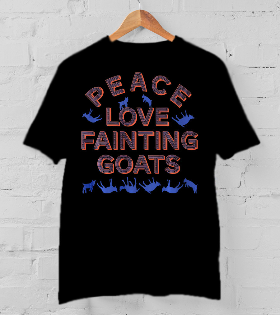 Peace Love Fainting Goats Silhouettes And Text T-Shirt