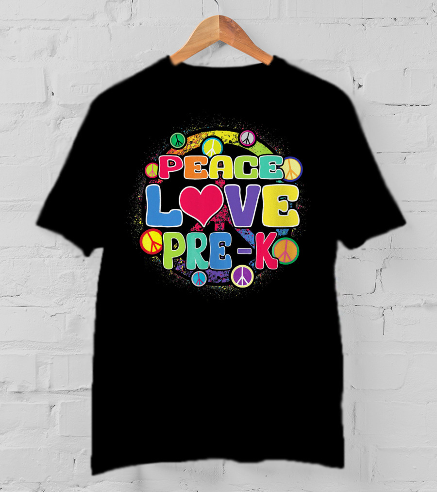 Peace Love Pre-K Rainbow Peace Signs T-Shirt