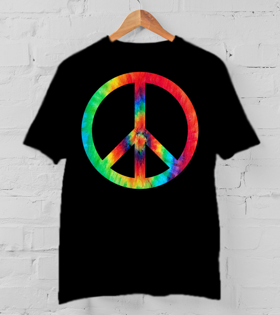 70s Hippie Tie Dye Peace Symbol Men T-Shirt