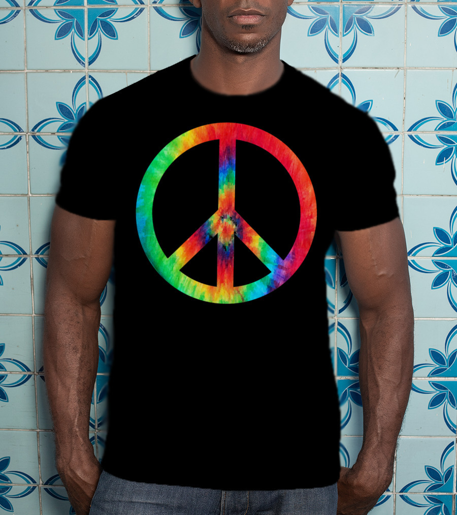 70s Hippie Tie Dye Peace Symbol Men T-Shirt
